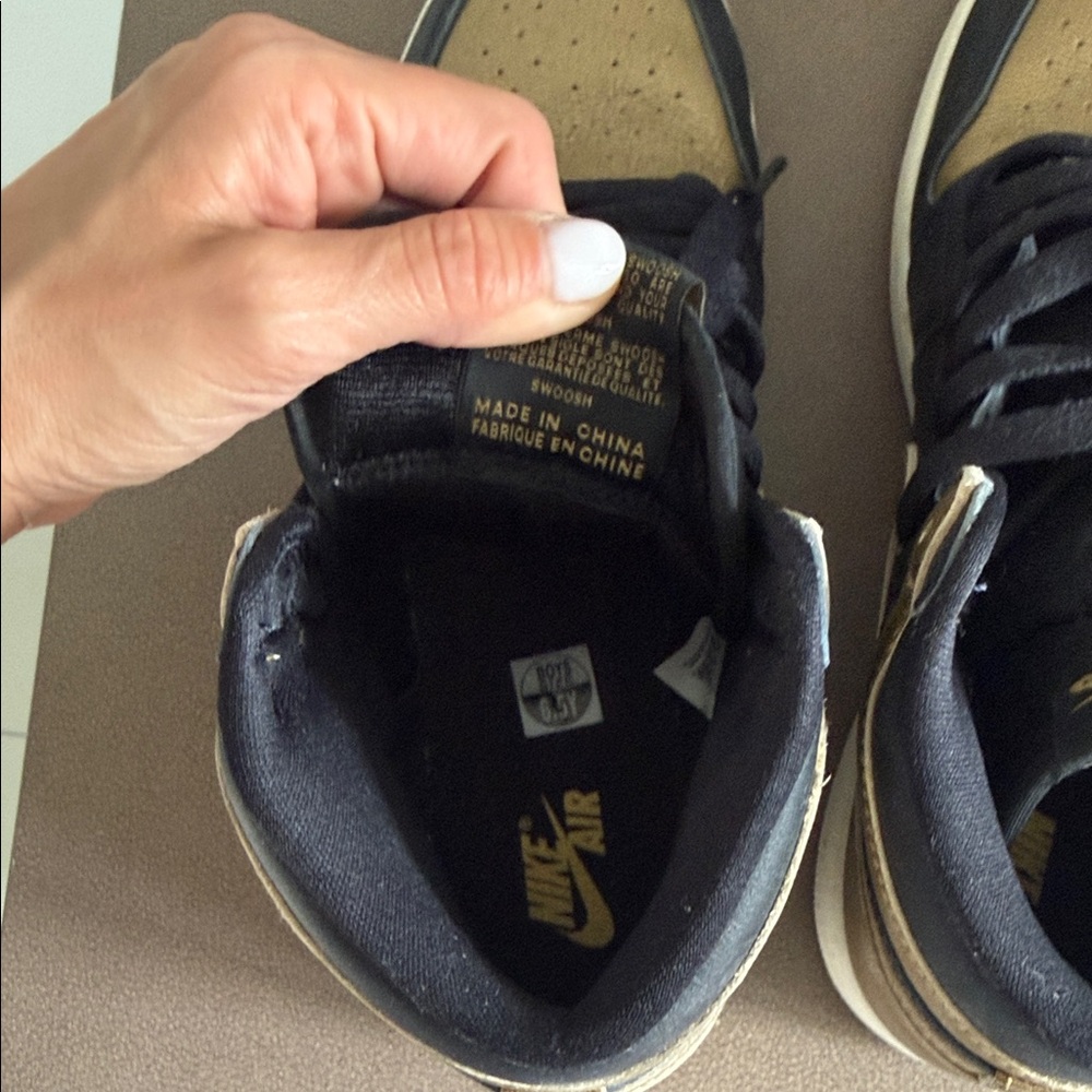 Jordan 1s Black and Gold High-Top Sneakers - Picture 6 of 7